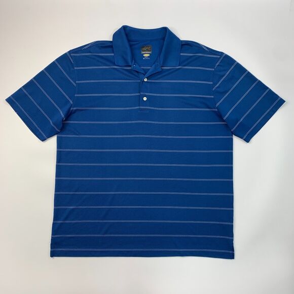 Greg Norman PlayDry Polo Shirt Mens XL Extra Large Blue Striped Performance Golf - Picture 2 of 12